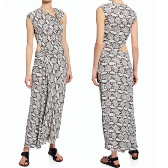 NWT A.L.C Beale Snakeskin Print Cutout Midi Dress - Picture 2 of 8